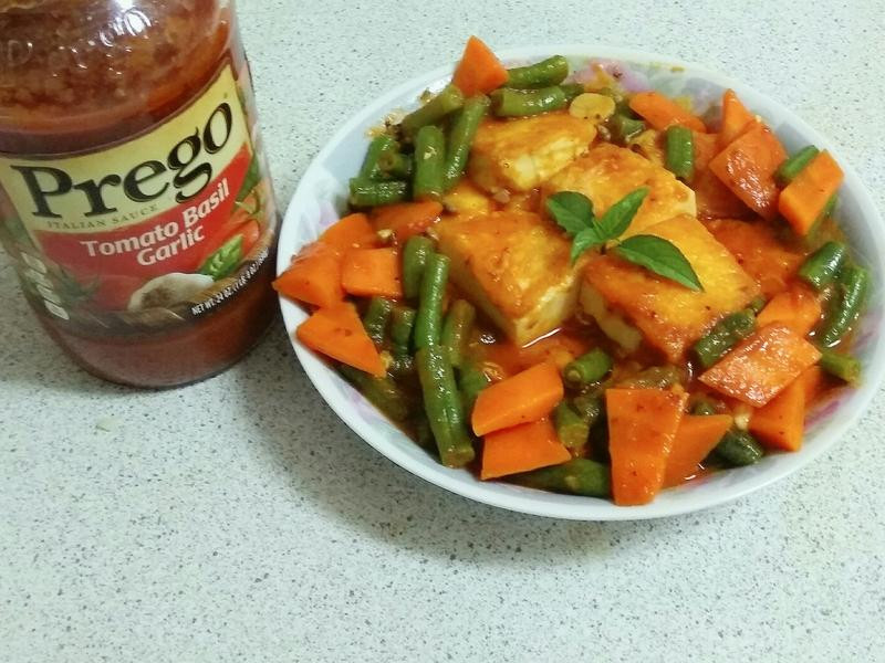 茄汁双蔬豆腐的做法