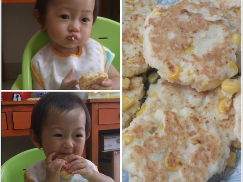 宝宝版玉米鸡肉薯饼的做法