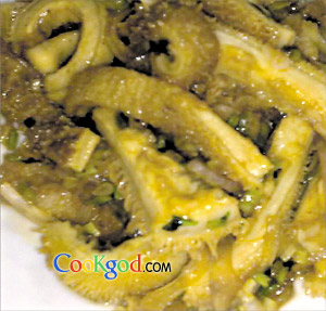 沙姜爆炒牛柏叶的做法