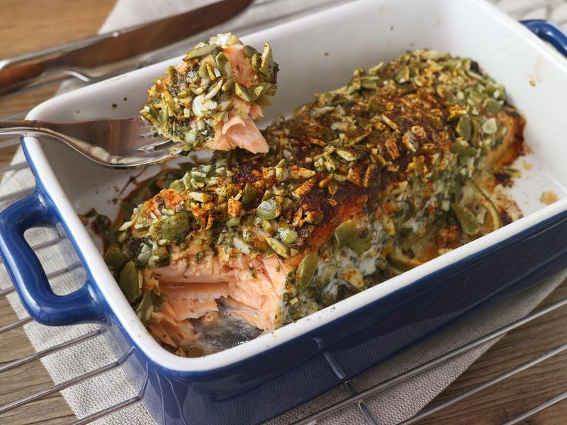 南瓜子塔香烤鲑鱼的做法