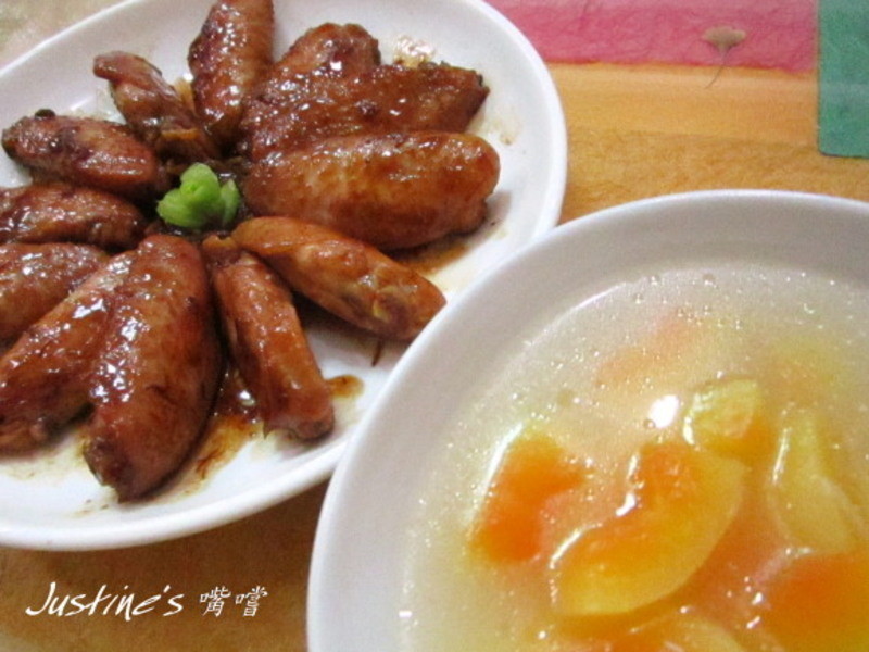 鸡翅双食谱~贵妃鸡与青木瓜鸡汤的做法