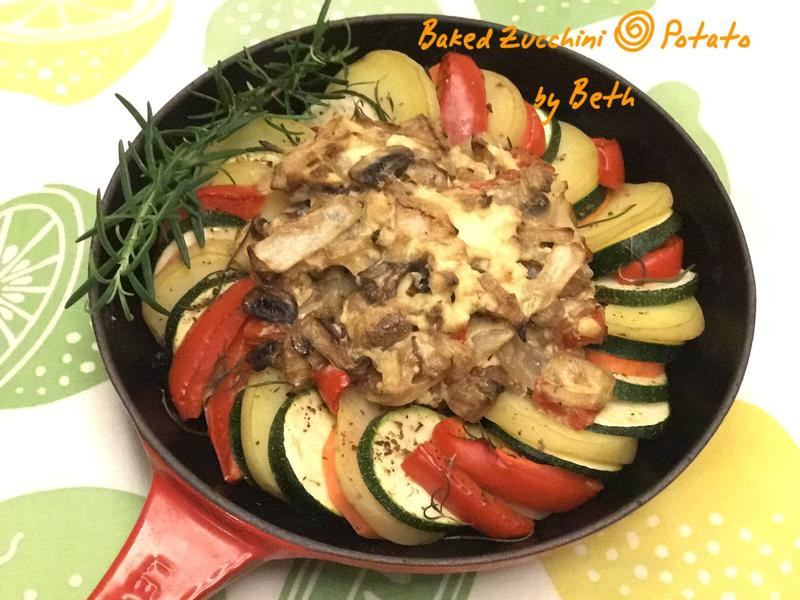 烤节瓜马铃薯佐起司蘑菇的做法