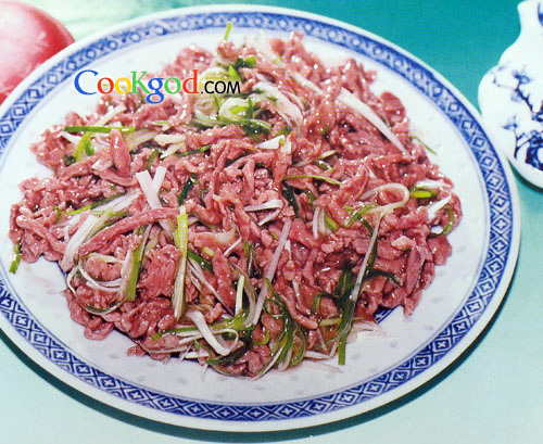 葱炝肉丝的做法