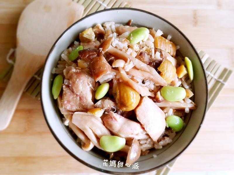 嫩鸡菇菇栗子饭(电子锅版)的做法
