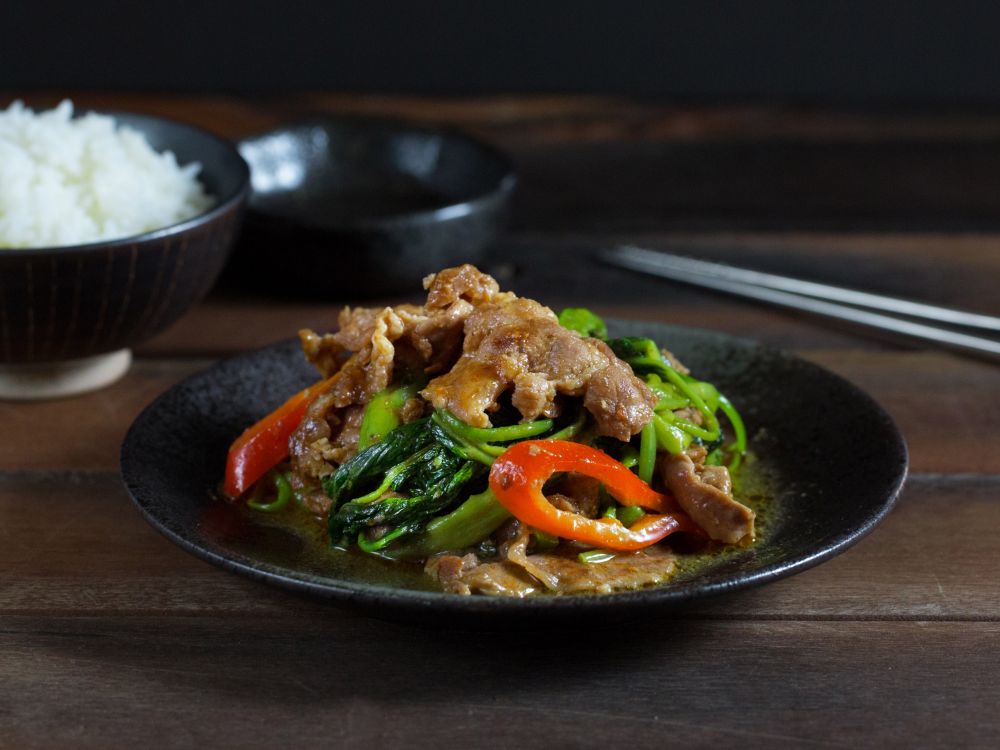 沙茶酱空心菜炒羊肉的做法