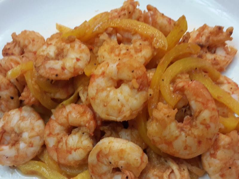 黄甜椒蒜味鲜虾的做法