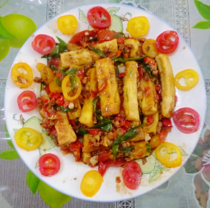 鱼香脆皮豆腐的做法