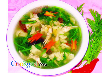 茴香面筋蛏王羹的做法