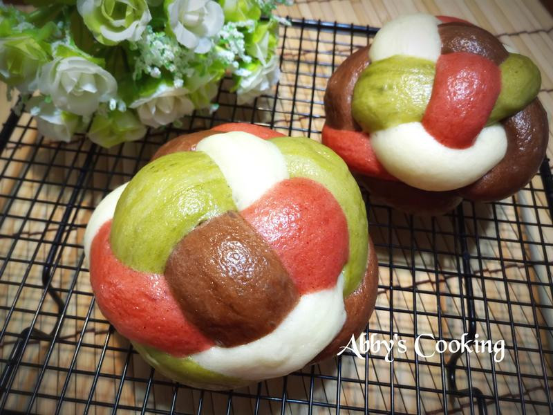 四彩绣球馒头的做法