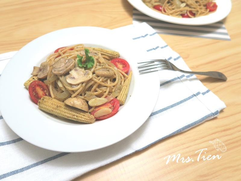 青酱蘑菇义大利面的做法