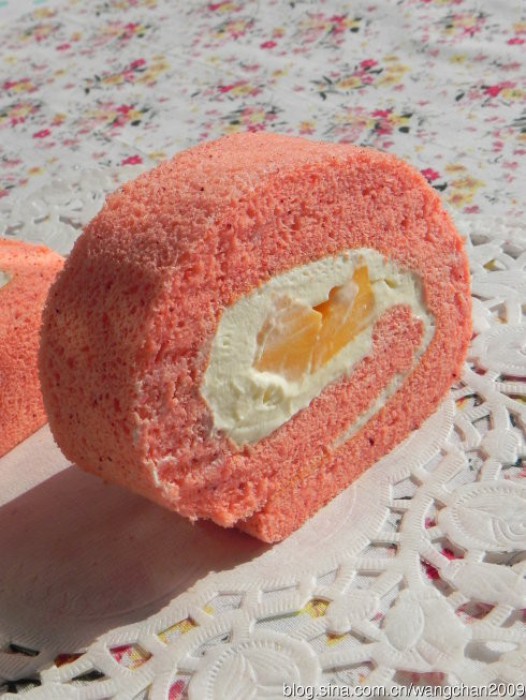 红曲芒果奶油戚风卷的做法