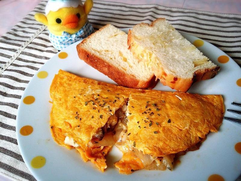 简易版//起司菇菇欧姆蛋早午餐的做法