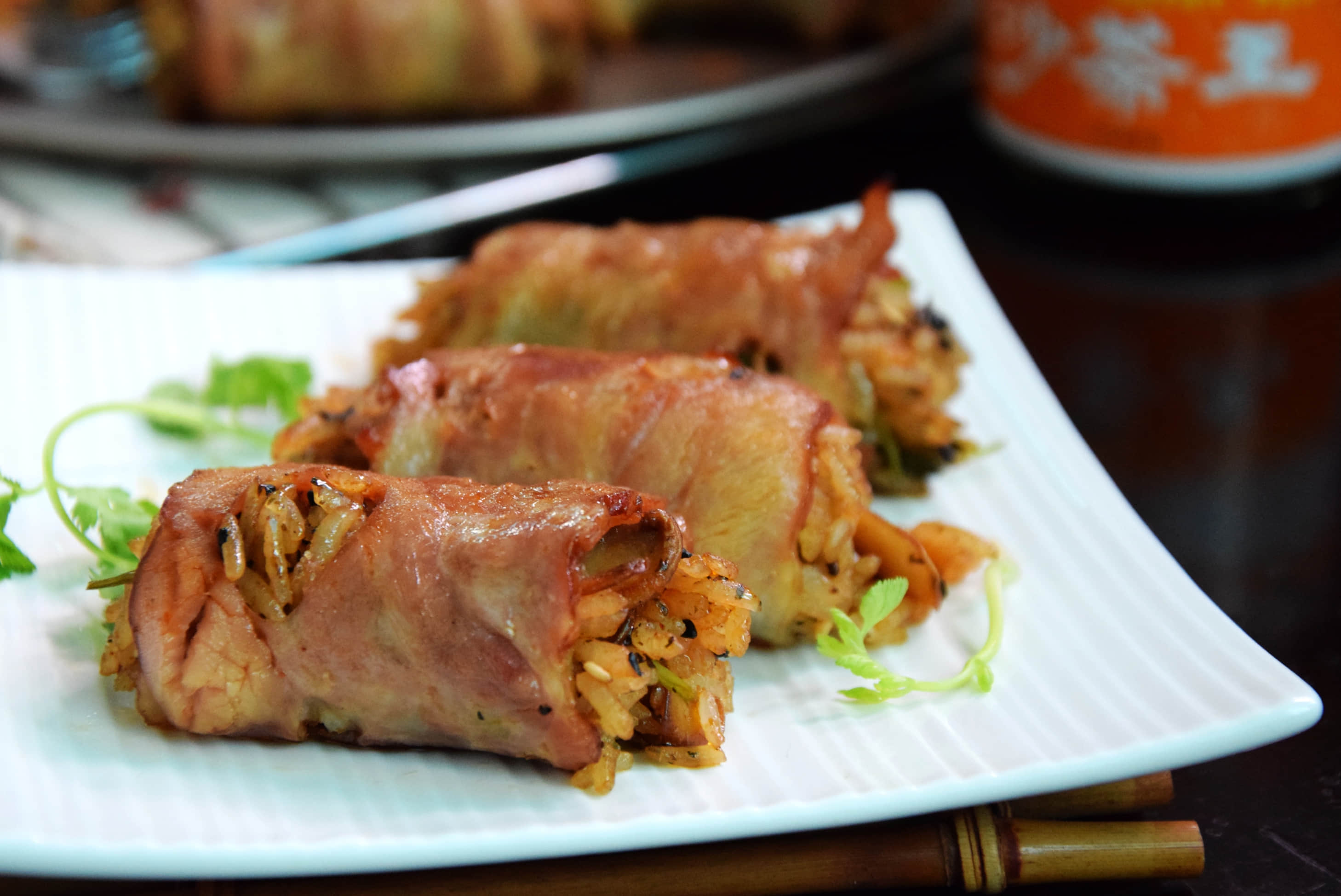 沙茶蘑菇培根饭卷的做法