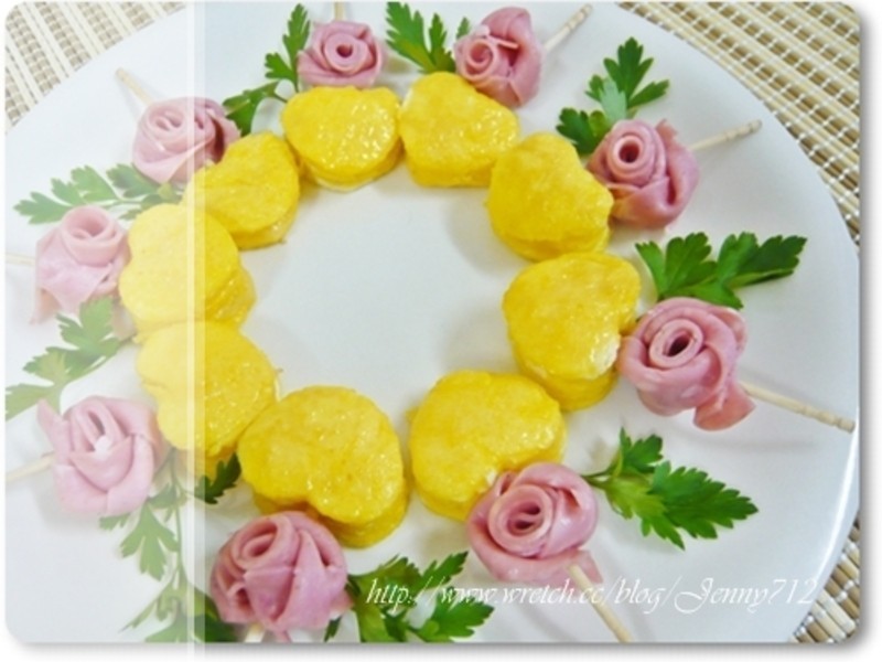 火腿玫瑰心芝士蛋的做法