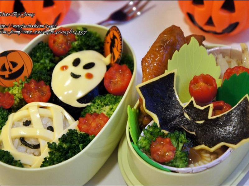 木乃伊、幽灵、骷髅、蝙蝠万圣派对造型便当的做法