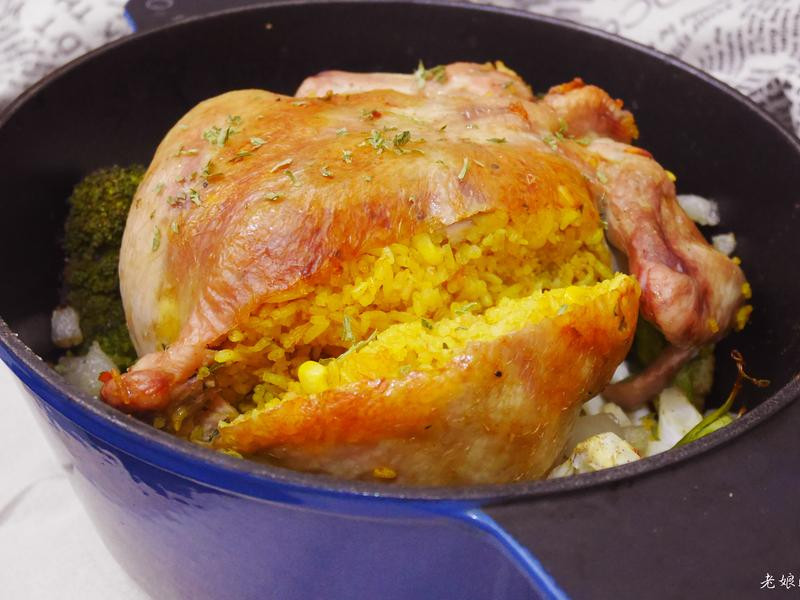 烤法式春鸡酿炒饭的做法