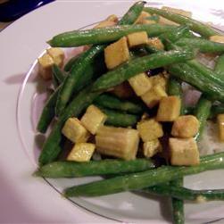 四季豆椰子咖喱豆腐配椰香米的做法