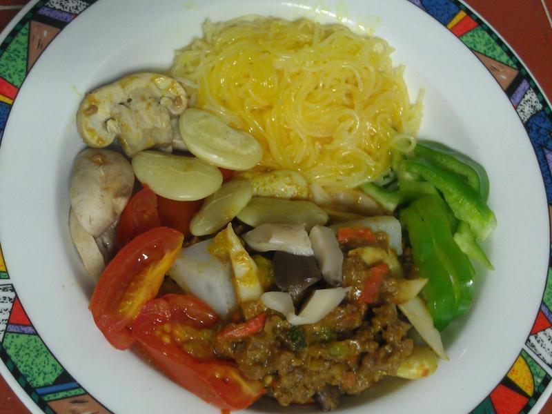 素肉咖哩金桔酱拌米粉的做法