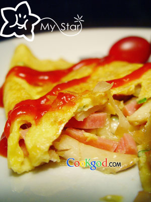 火腿蘑菇omelet的做法