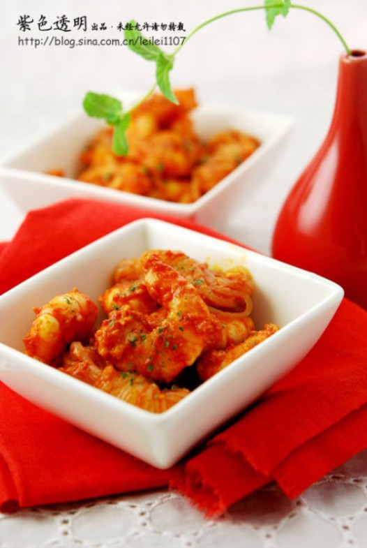 番茄魔芋虾球的做法