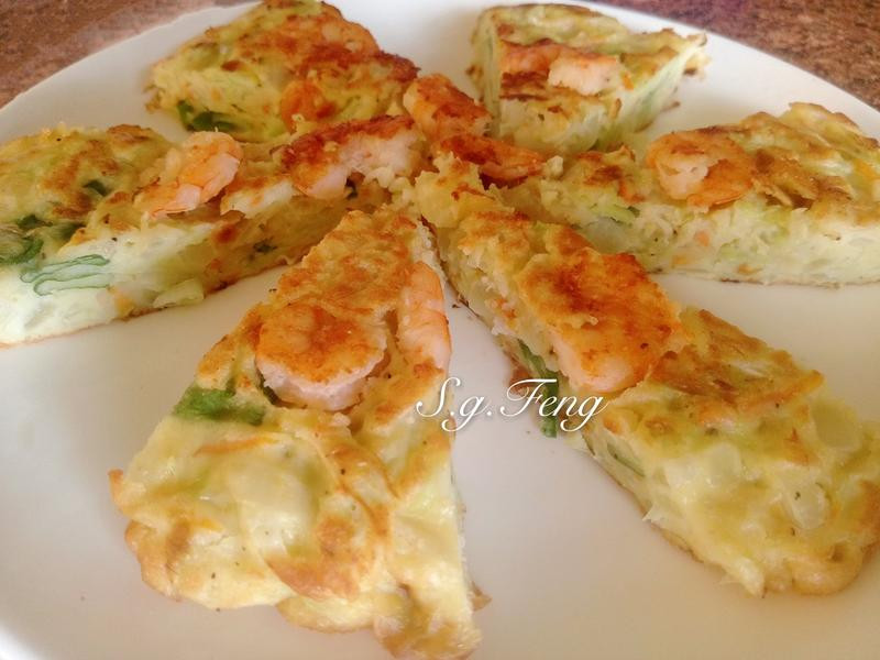 虾仁高丽菜煎饼的做法