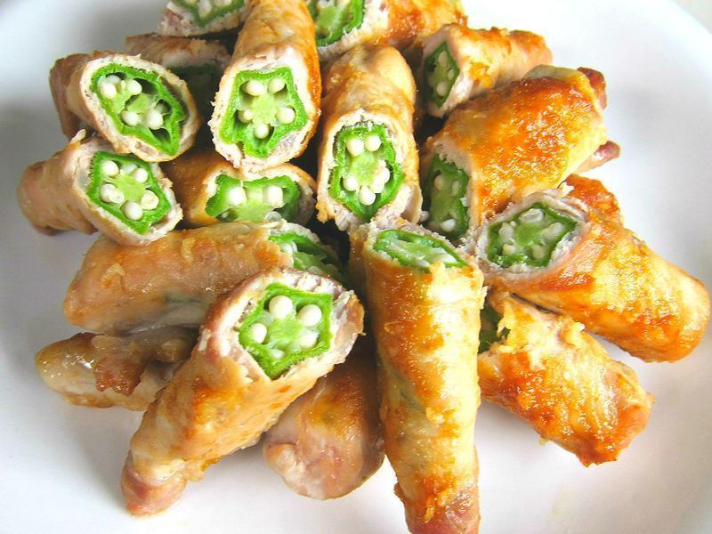 【客家桔酱】桔香秋葵猪肉卷的做法