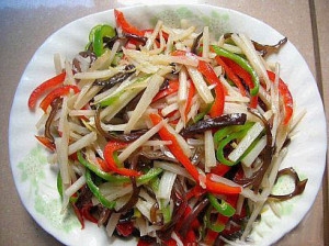 五彩藕丝的做法