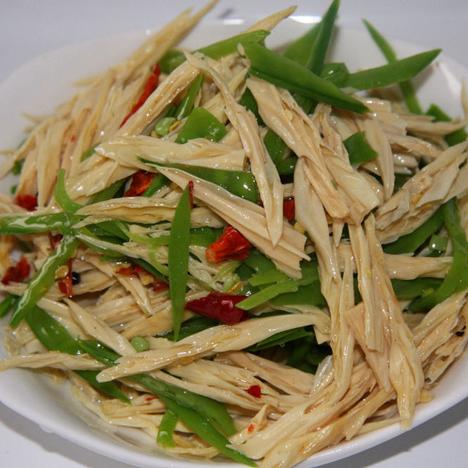 荷兰豆拌腐竹的做法