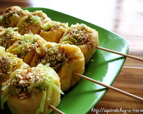 纯素-口袋豆腐黄瓜丝串的做法