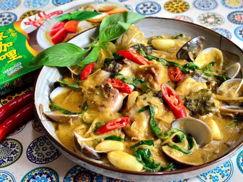 绿咖哩海鲈鱼粉丝的做法