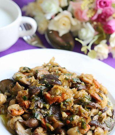 黑椒扇贝焗香菇的做法