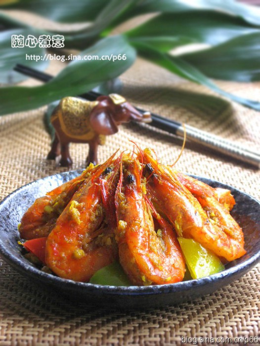 泰式咖喱皇炒虾的做法