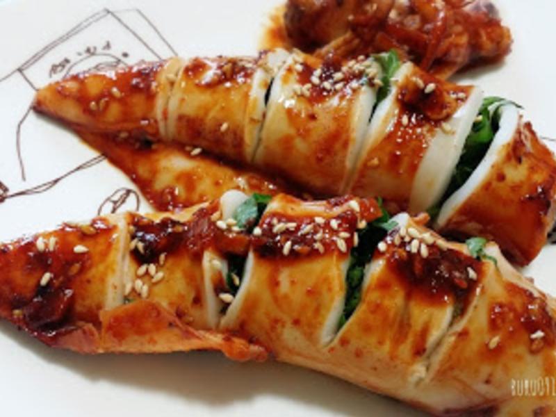 酱烧鱿鱼芝麻叶???????的做法