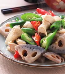 莲藕炒鸡片的做法