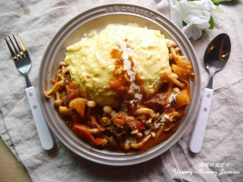 日式欧姆蛋茄汁牛肉烩饭X欧姆滑蛋作法的做法