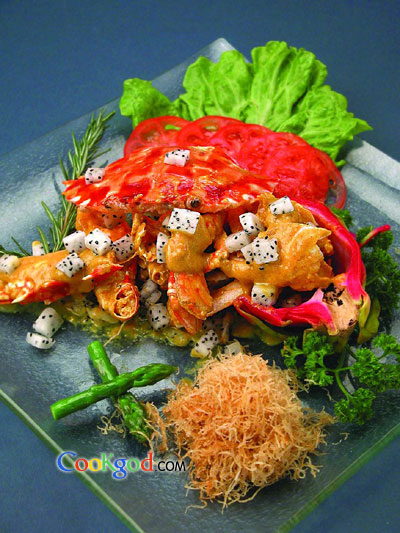 火龙果焗花蟹的做法