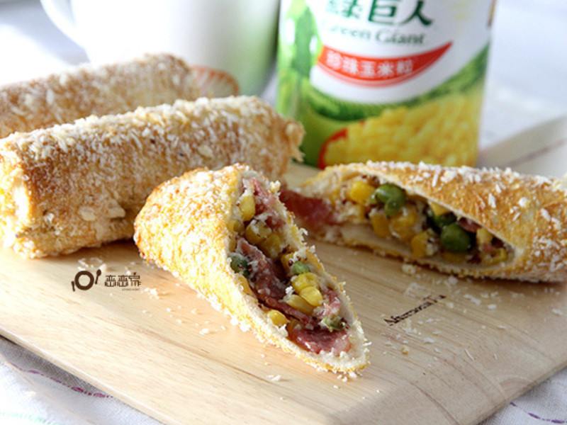 免炸玉米培根土司卷的做法