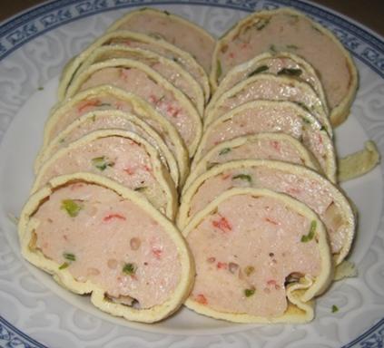 鲜虾鸡肉蛋卷的做法