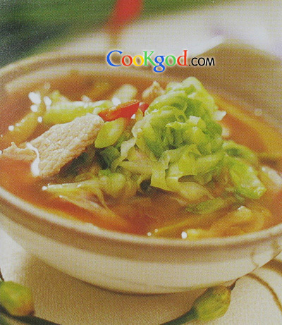 榨菜肉片酸菜汤的做法