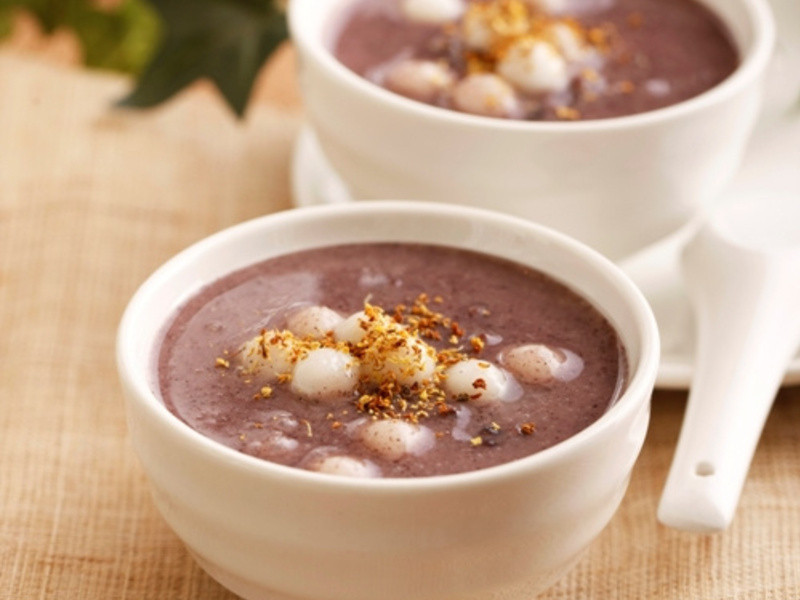 红豆紫米桂花汤圆的做法