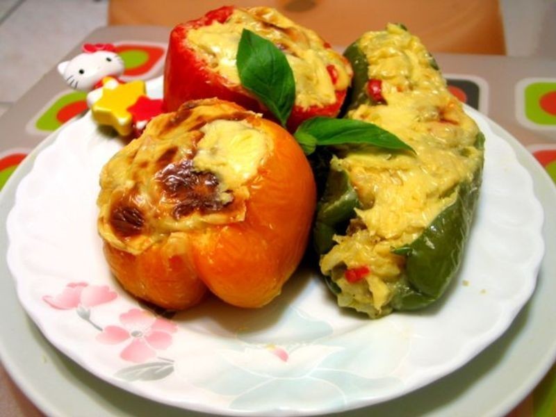 芝司乐~焗烤彩椒镶蛤蜊双菇炖饭的做法