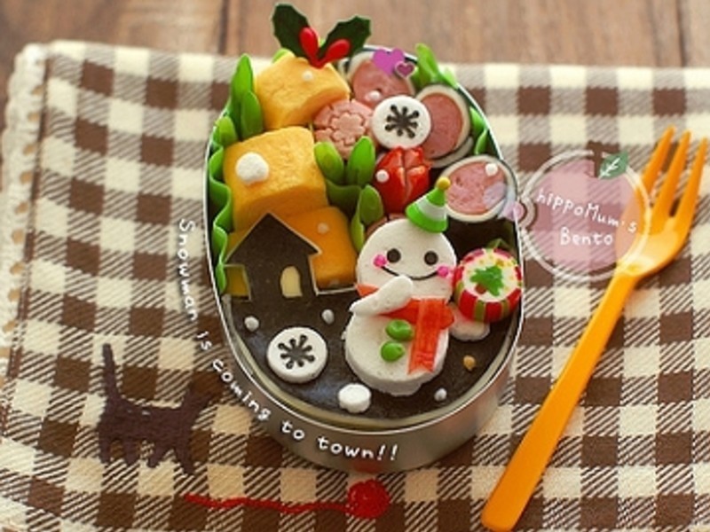 造型便当:圣诞雪人的做法