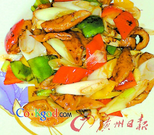 椒葱炒卤大肠的做法