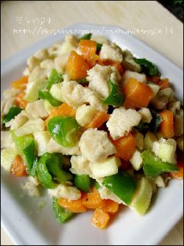 茭白炒鸡米的做法