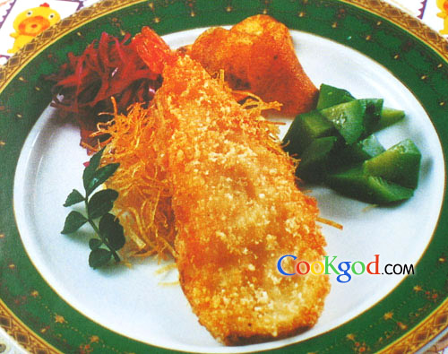 煎鸡茸虾排的做法