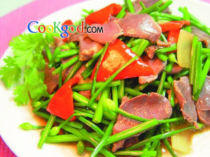 韭菜花炒鸭胗的做法