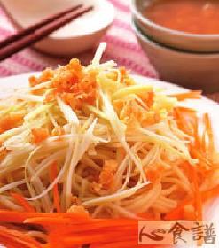 青木瓜虾味酱凉面的做法