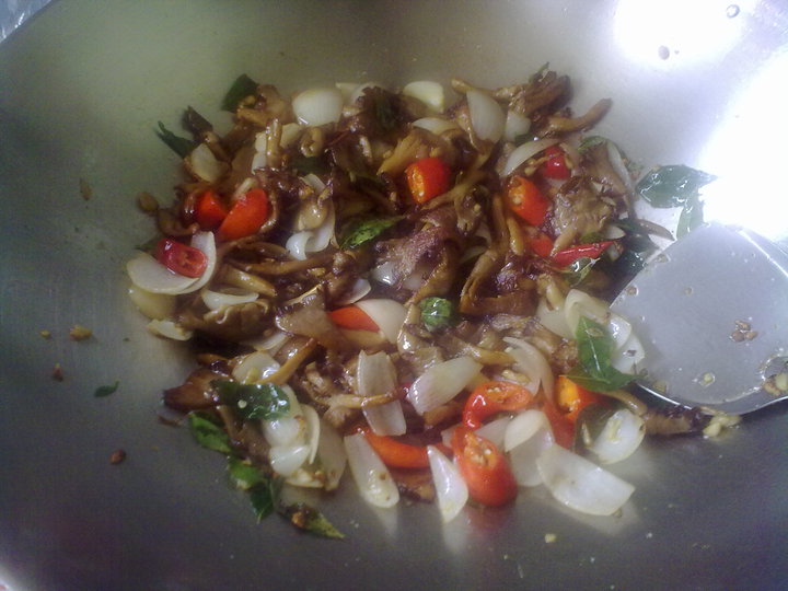 干炒香辣大葱鲜蠔菇的做法