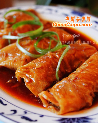 红烧豆腐皮肉卷的做法