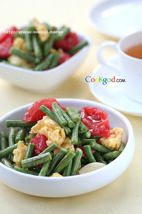 西红柿炒豇豆的做法